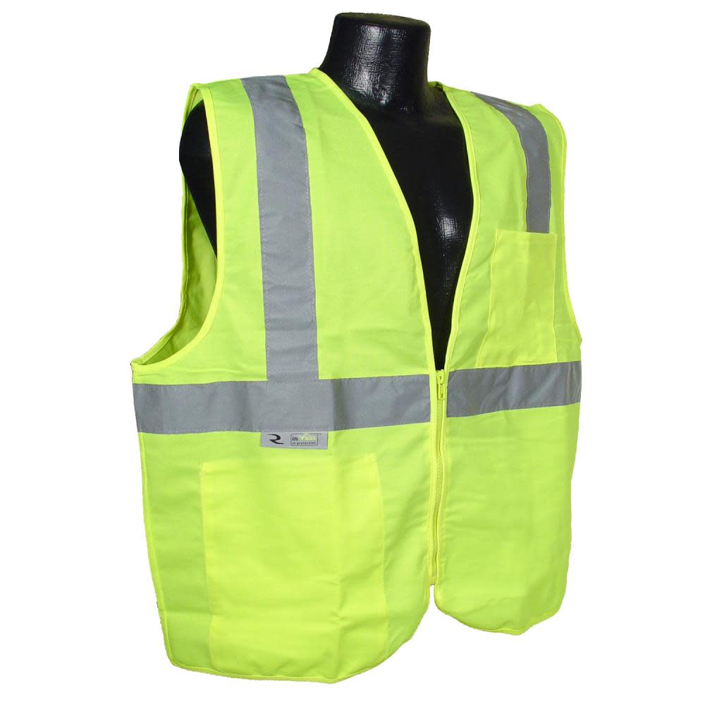 Radians Solid Economy Type R Class 2 Safety Vest with Zipper – Hi Viz Green – 3X - Ascmtools
