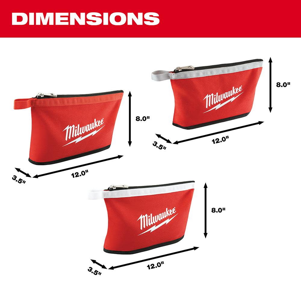 Milwaukee 3 pk Zipper Pouches - Ascmtools