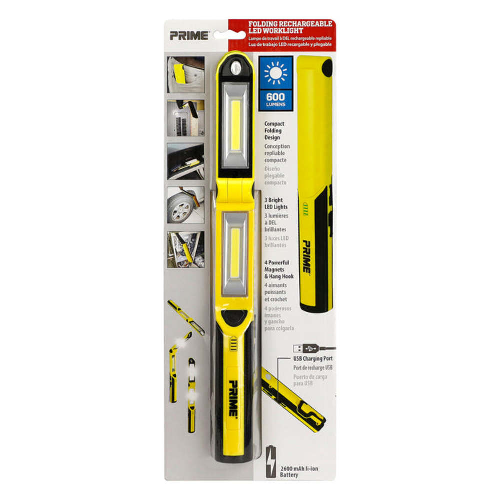 Prime LED Folding Work Light 600 Lumen Rechargeable - Ascmtools