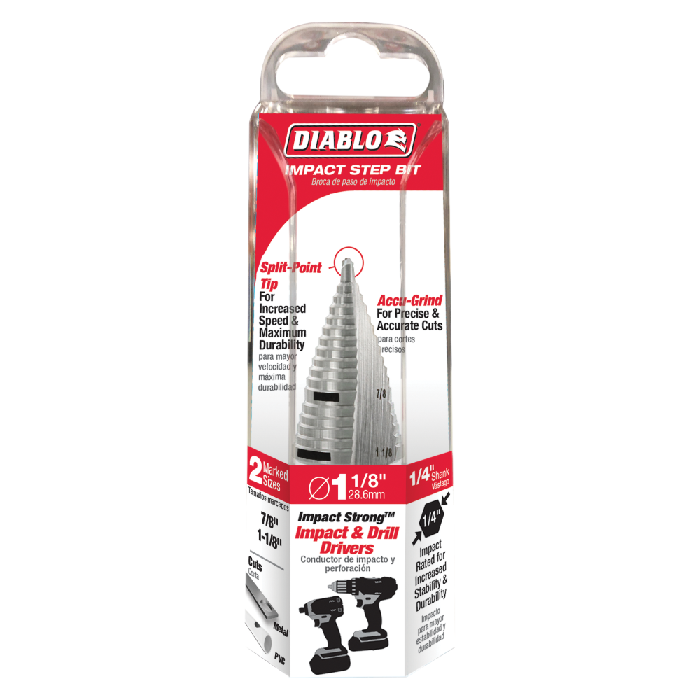 Diablo Tools 7/8″ – 1-1/8″ Impact Step Drill Bit (17 Steps) - Ascmtools
