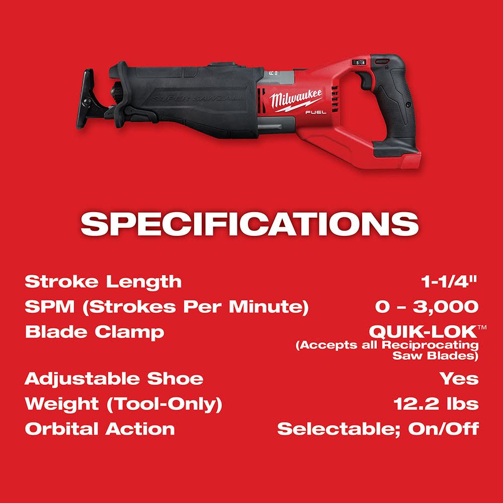 Milwaukee M18 FUEL SUPER SAWZALL Kit - Ascmtools