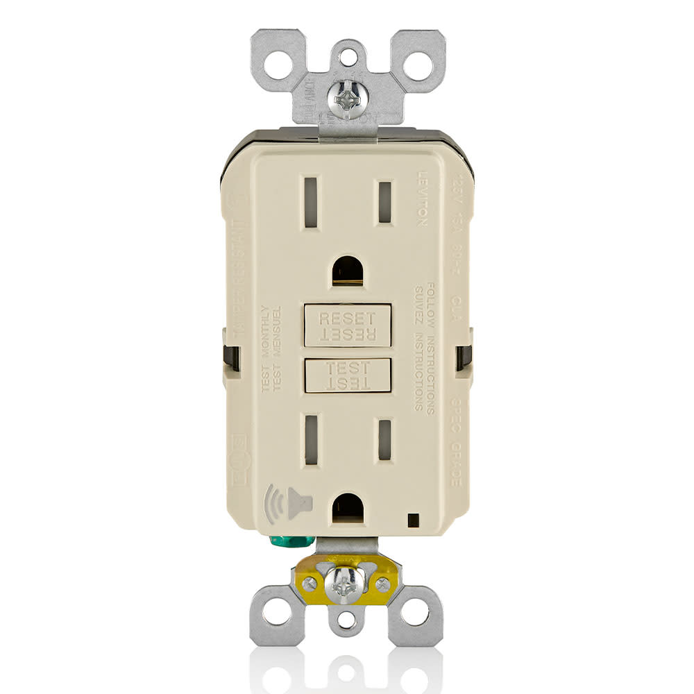 Leviton NEMA 5-15R Audible Outlet 15A 125V Light Almond - Ascmtools