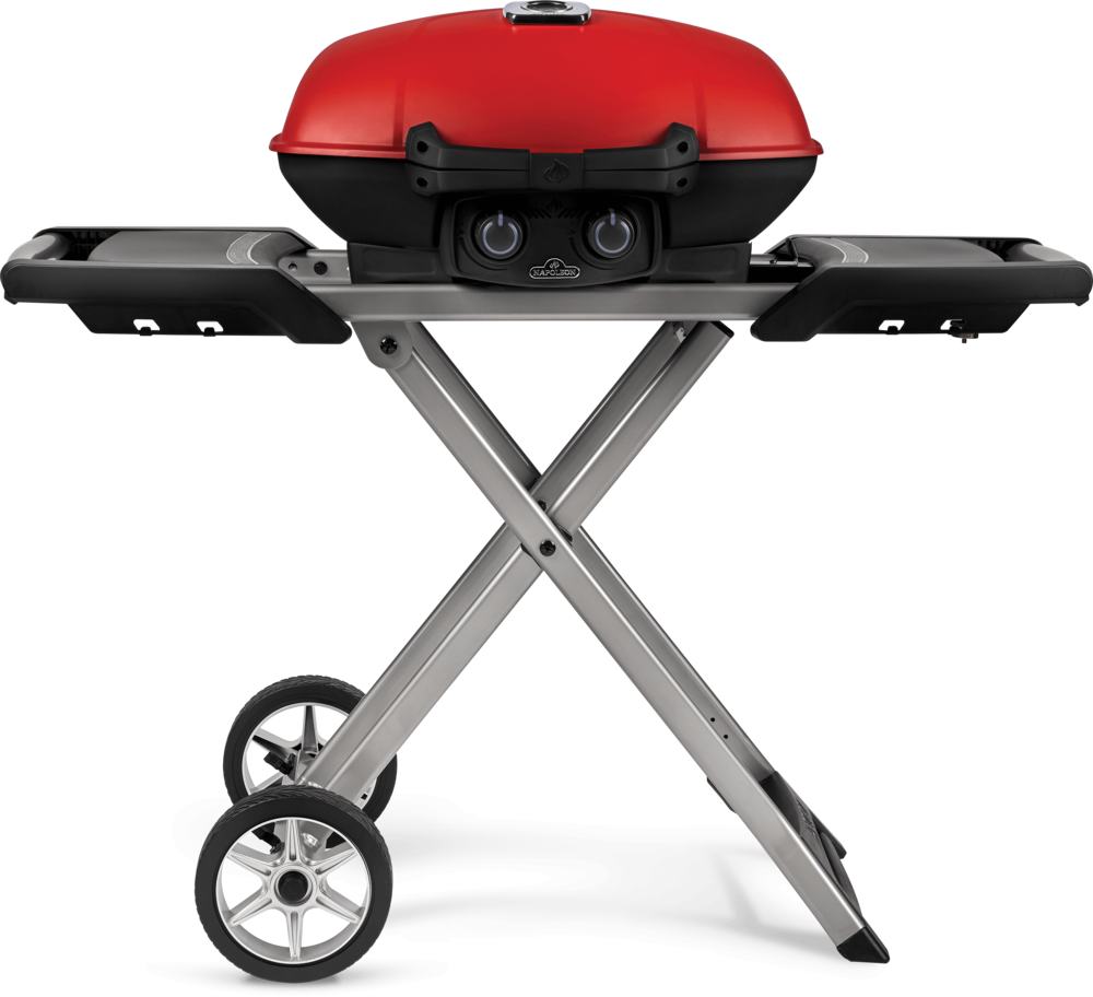 Napoleon TravelQ 285X Portable Propane Gas Grill and Scissor Cart with Griddle Red - Ascmtools