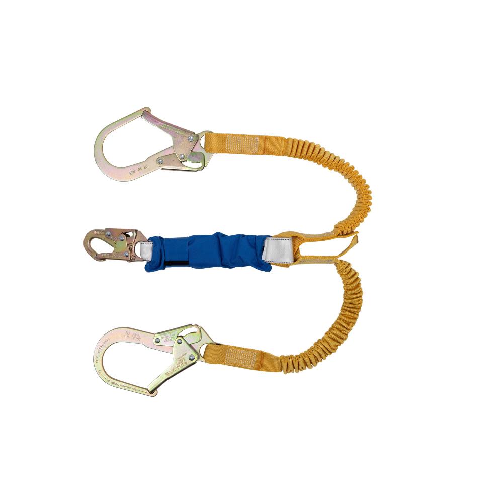 Werner 6ft DeCoil Stretch Twinleg Lanyard (DCELL Shock Pack Elastic Web Snap Hook Rebar Hook) - Ascmtools