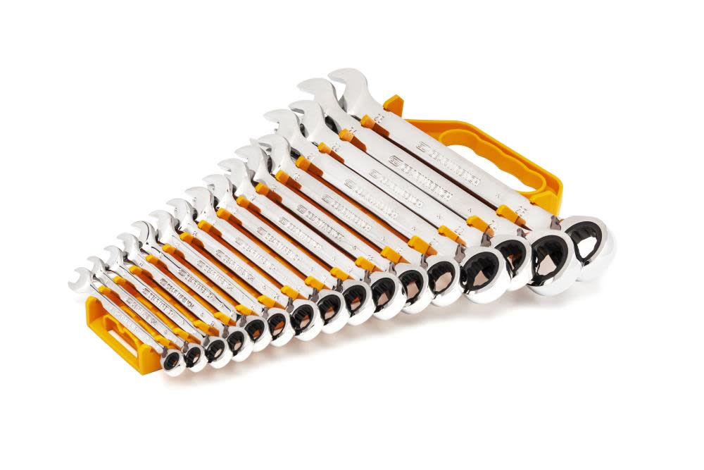 GEARWRENCH 16 Pc 72-Tooth 12 Point Reversible Ratcheting Combination Metric Wrench Set - Ascmtools