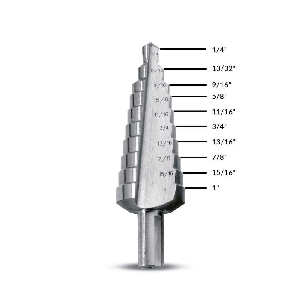 Evolution Power Tools 1/4″- 1″ Straight Flute Premium Step Drill Bit - Ascmtools