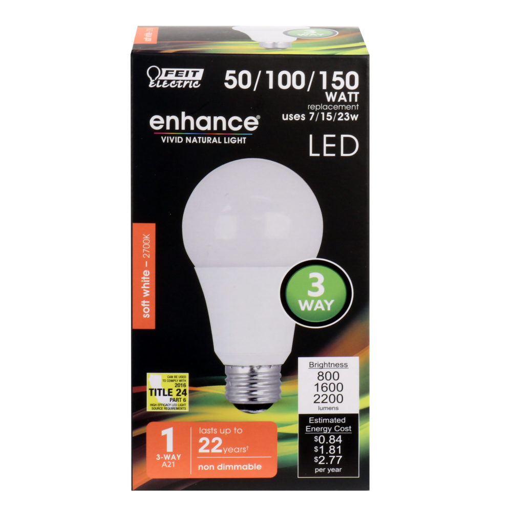 Feit Electric 50/100/150W A21 2700K 3-Way LED Bulb 1pk - Ascmtools