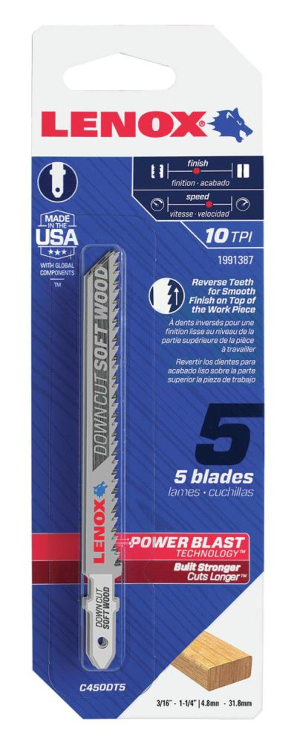Lenox 5pk 4″ T shank Jigsaw Blade - Ascmtools