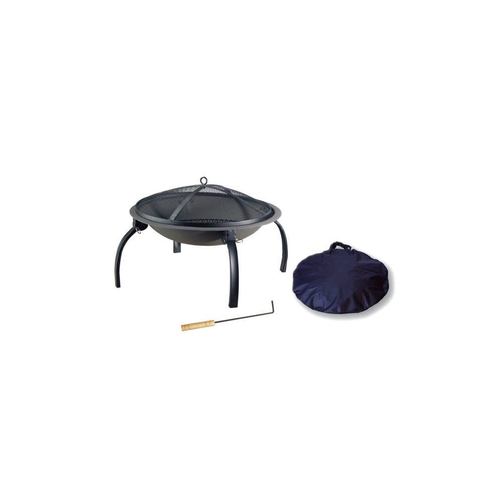 Living Accents Round Wood Fire Pit Black Steel Portable - Ascmtools