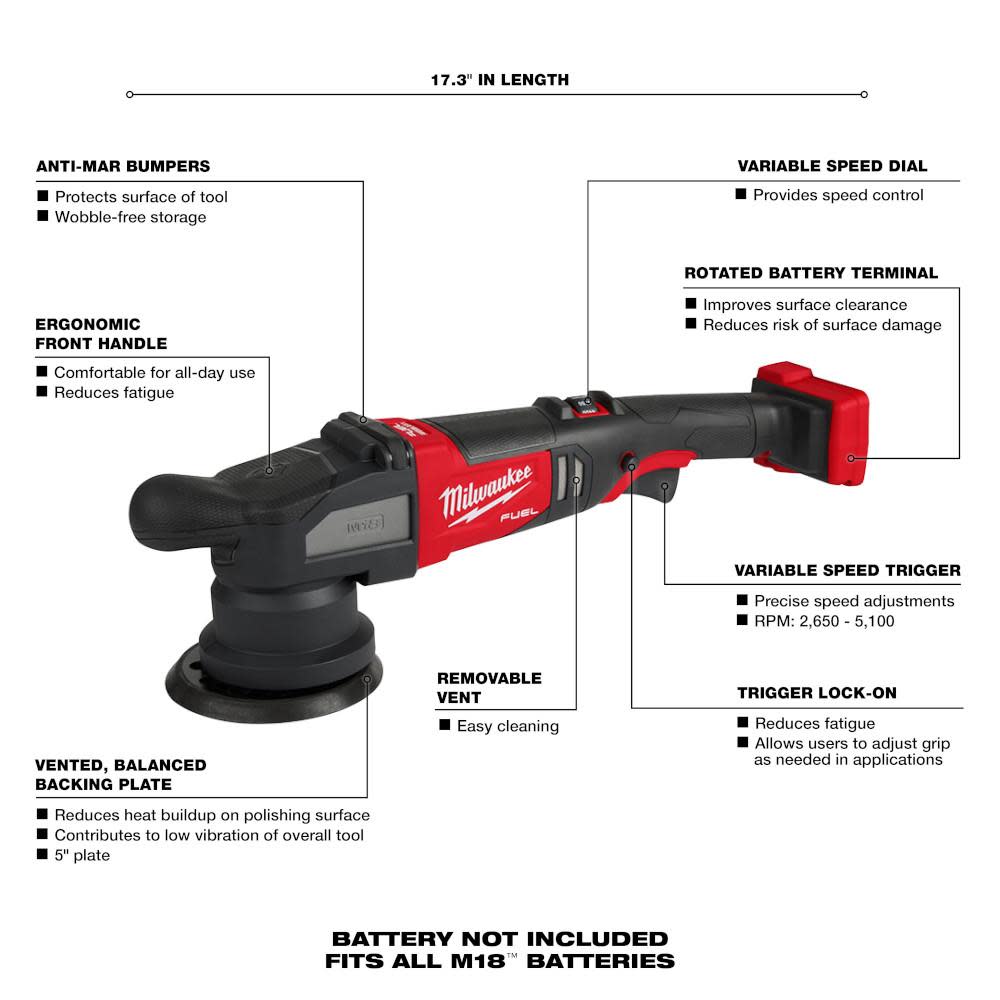 Milwaukee M18 FUEL 15mm Random Orbital Polisher Reconditioned Bare Tool - Ascmtools