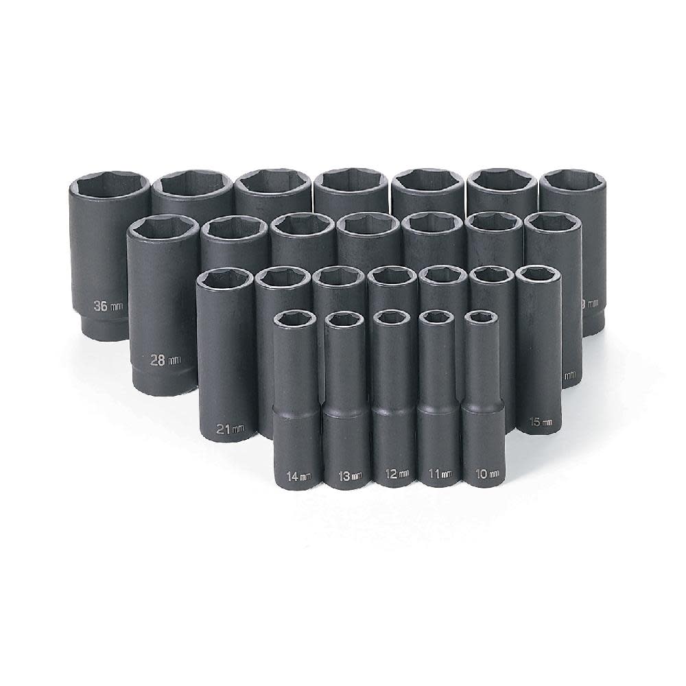 Grey Pneumatic 1/2″ Drive 26 Pc. Deep Length Metric Master Set - Ascmtools