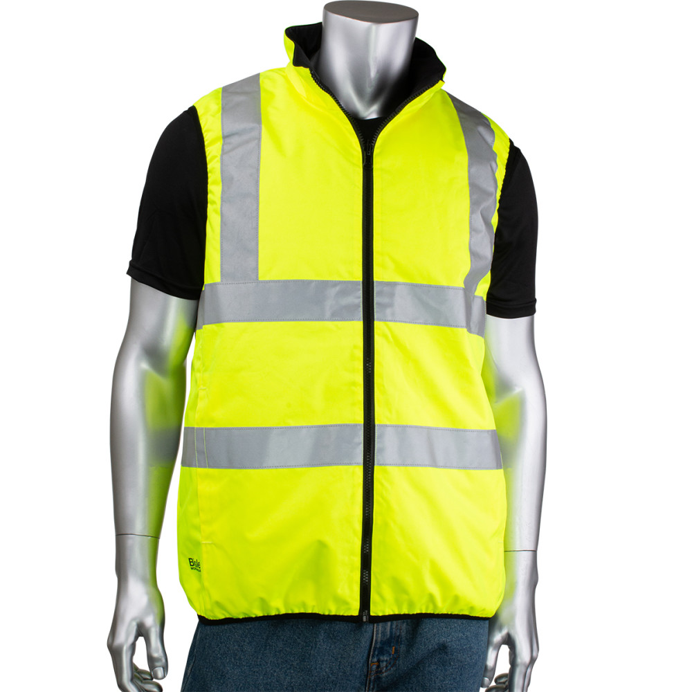 Protective Industrial Products Mens Polyester Reversible Puffer Vest Hi-Vis Yellow 2X - Ascmtools