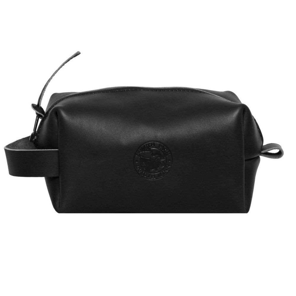 Duluth Pack 1 Liter Capacity Black Small Leather Travel Kit Bag - Ascmtools