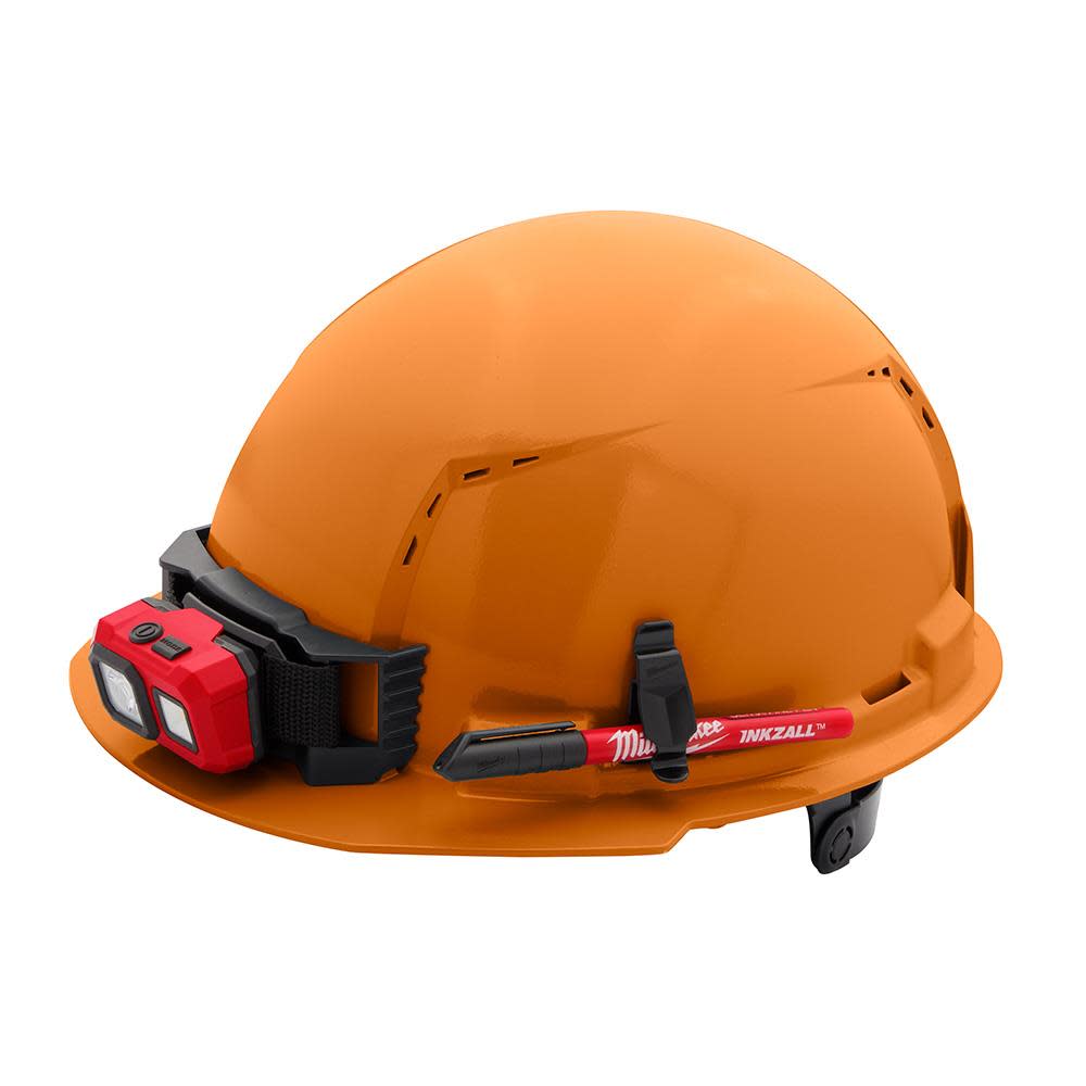 Milwaukee Orange Front Brim Vented Hard Hat with 6pt Ratcheting Suspension Type 1 Class C - Ascmtools