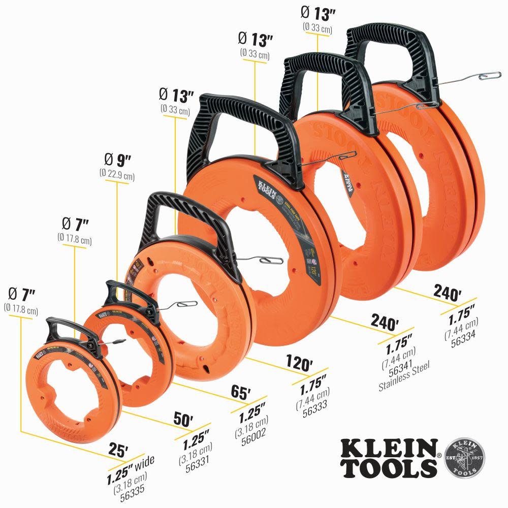 Klein Tools 240′ Stainless Steel Fish Tape - Ascmtools