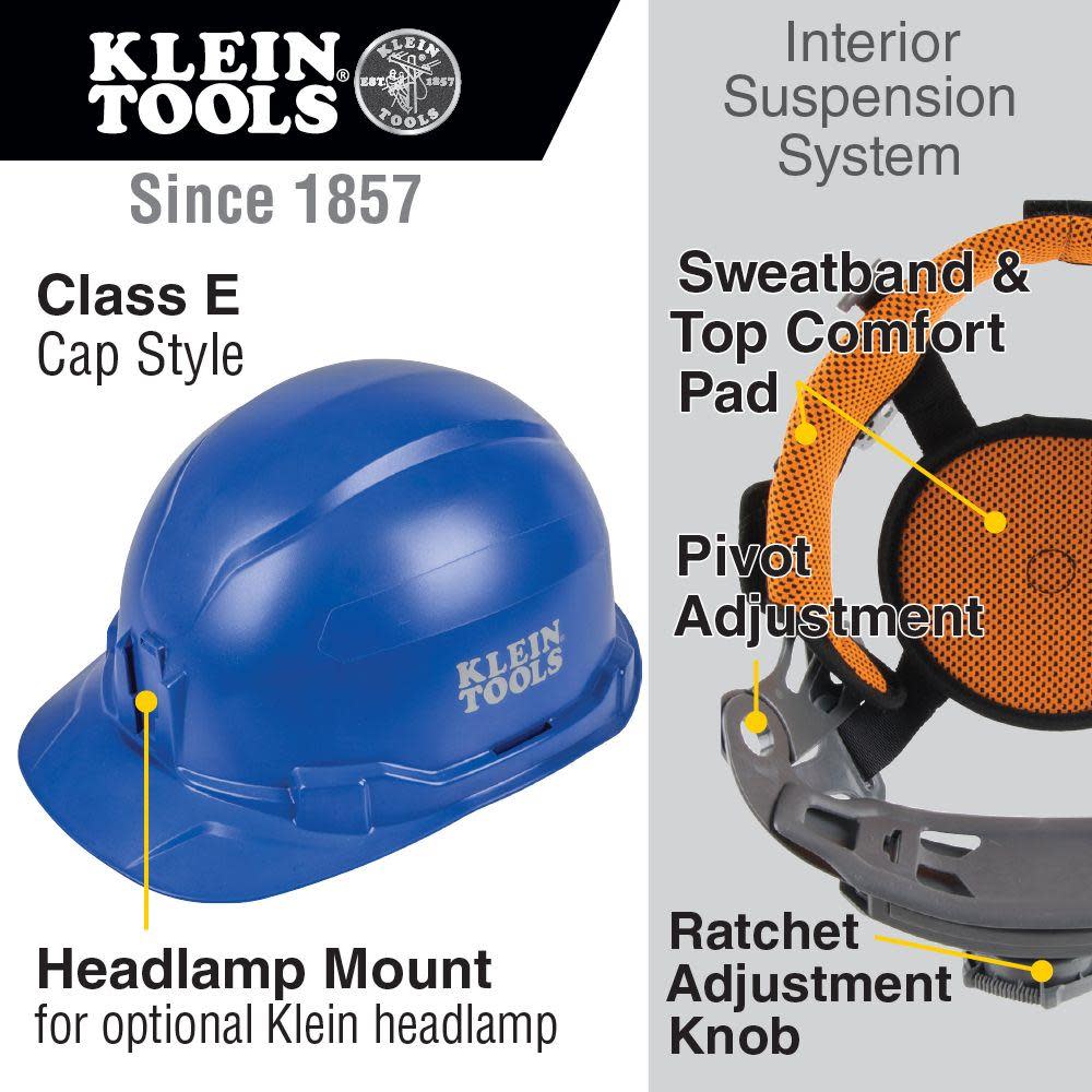 Klein Tools Hard Hat Non-vented Cap Style Blue - Ascmtools