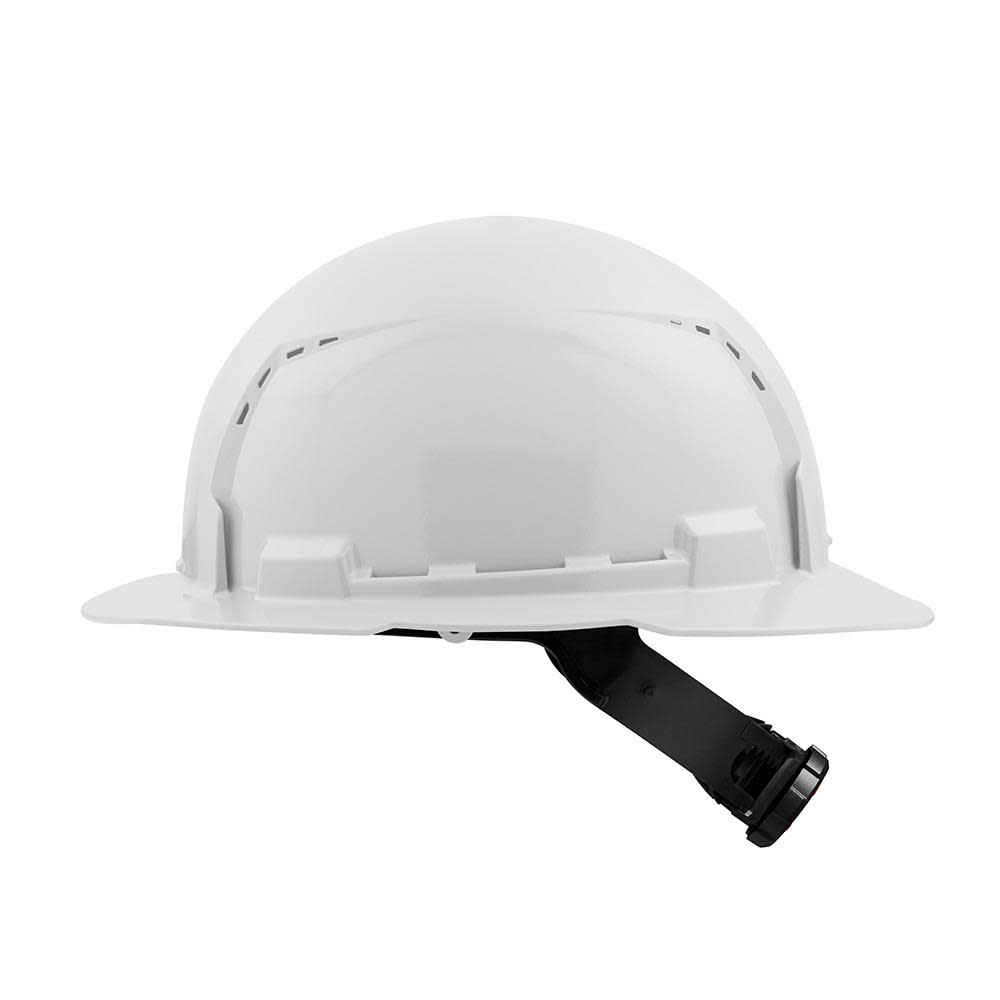 Milwaukee White Full Brim Vented Hard Hat with 4pt Ratcheting Suspension Type 1 Class C - Ascmtools