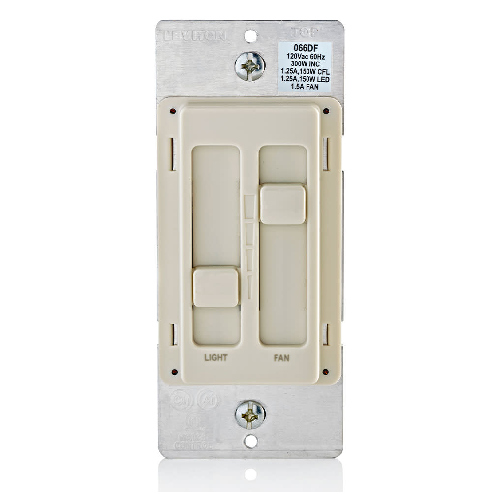 Leviton SureSlide Light Almond Fan/LED Light Control Slide Switch - Ascmtools
