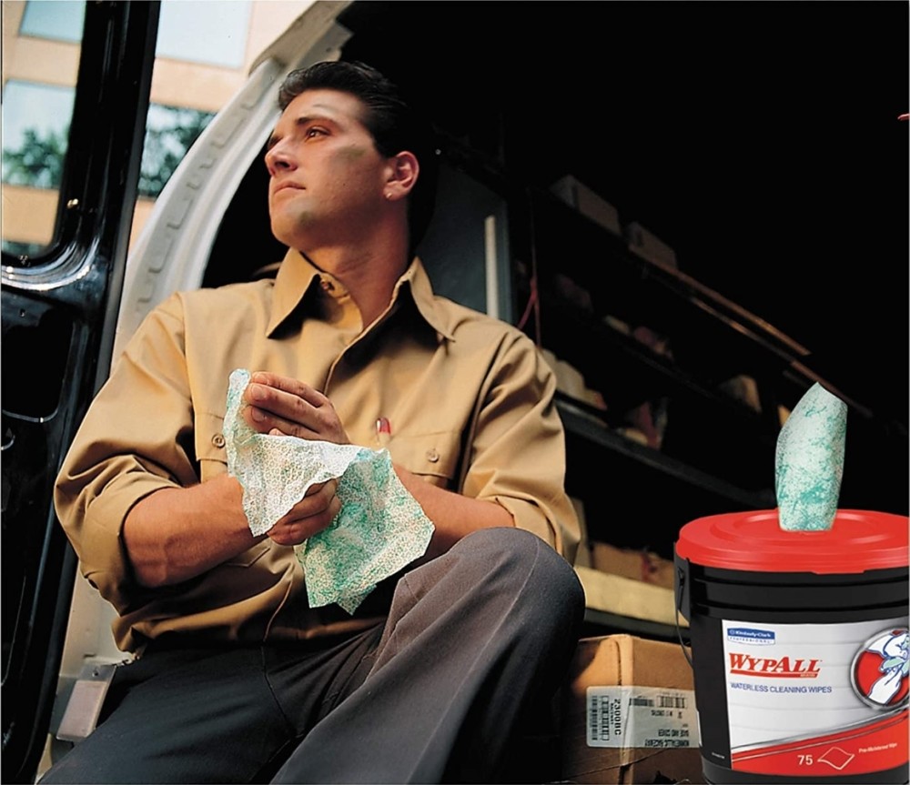 Wypall Bucket of 75 Waterless Industrial Cleaning Wipes - Ascmtools