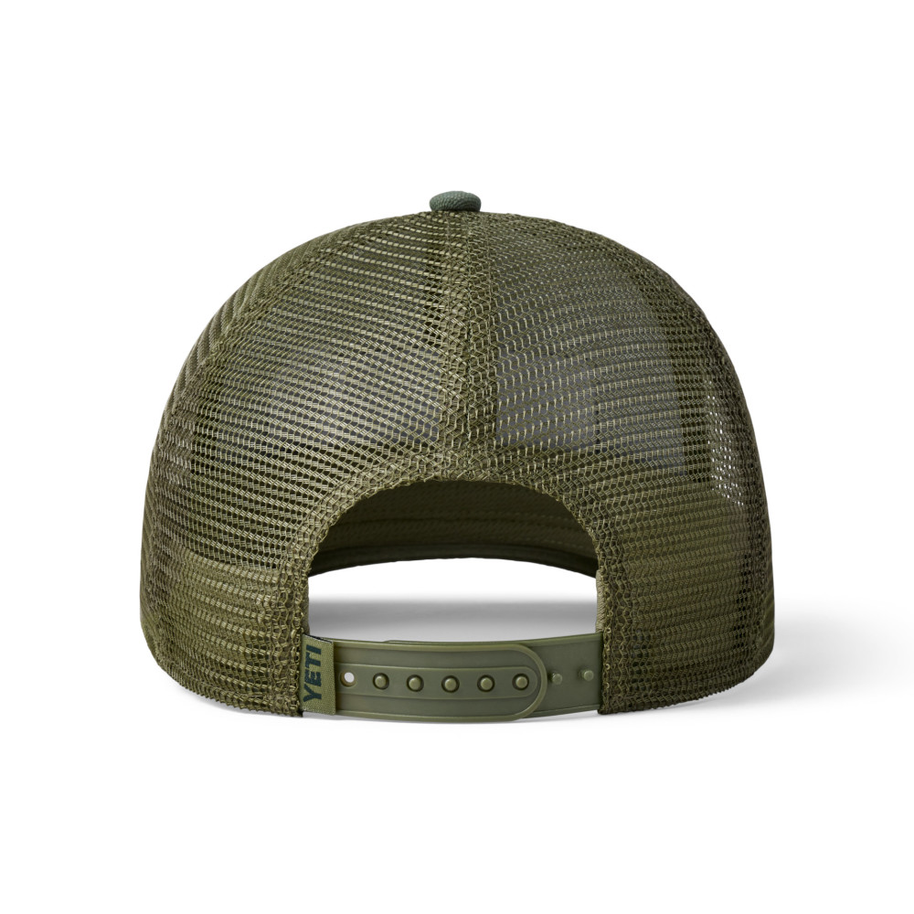 Yeti Bass Badge Olive Fishing Net Trucker Hat - Ascmtools