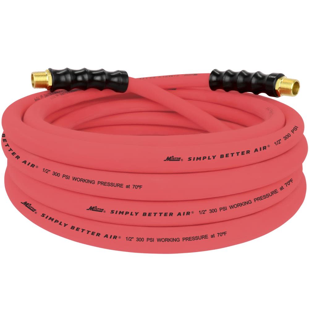 Milton ULR 1/2″ ID x 25′ (1/2″ MNPT) Ultra Lightweight Rubber Air Hose for Extreme Environments - Ascmtools