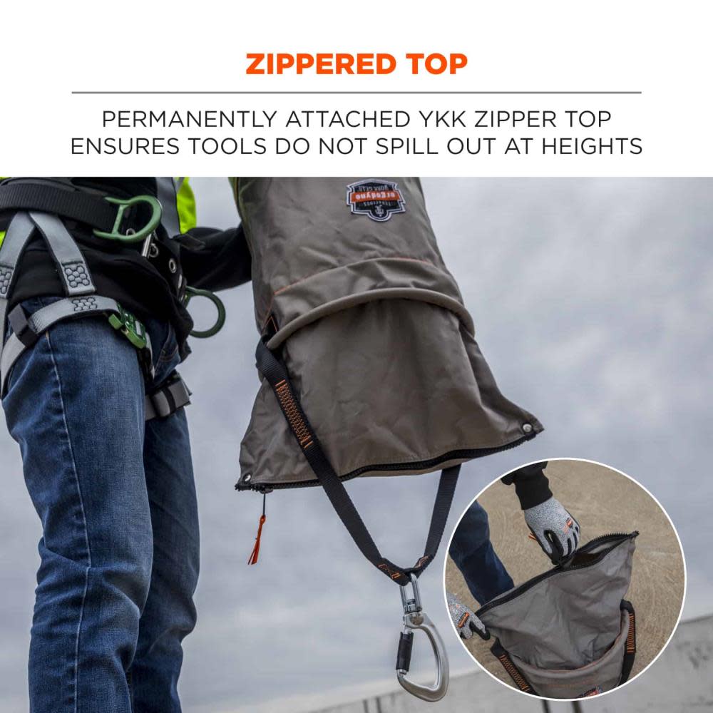 Ergodyne Hoist Bucket with Swiveling Carabiner Large Gray - Ascmtools