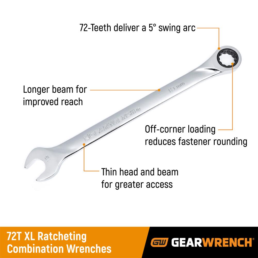 GEARWRENCH XL Ratcheting Combination SAE Wrench Set 13pc 12pt - Ascmtools