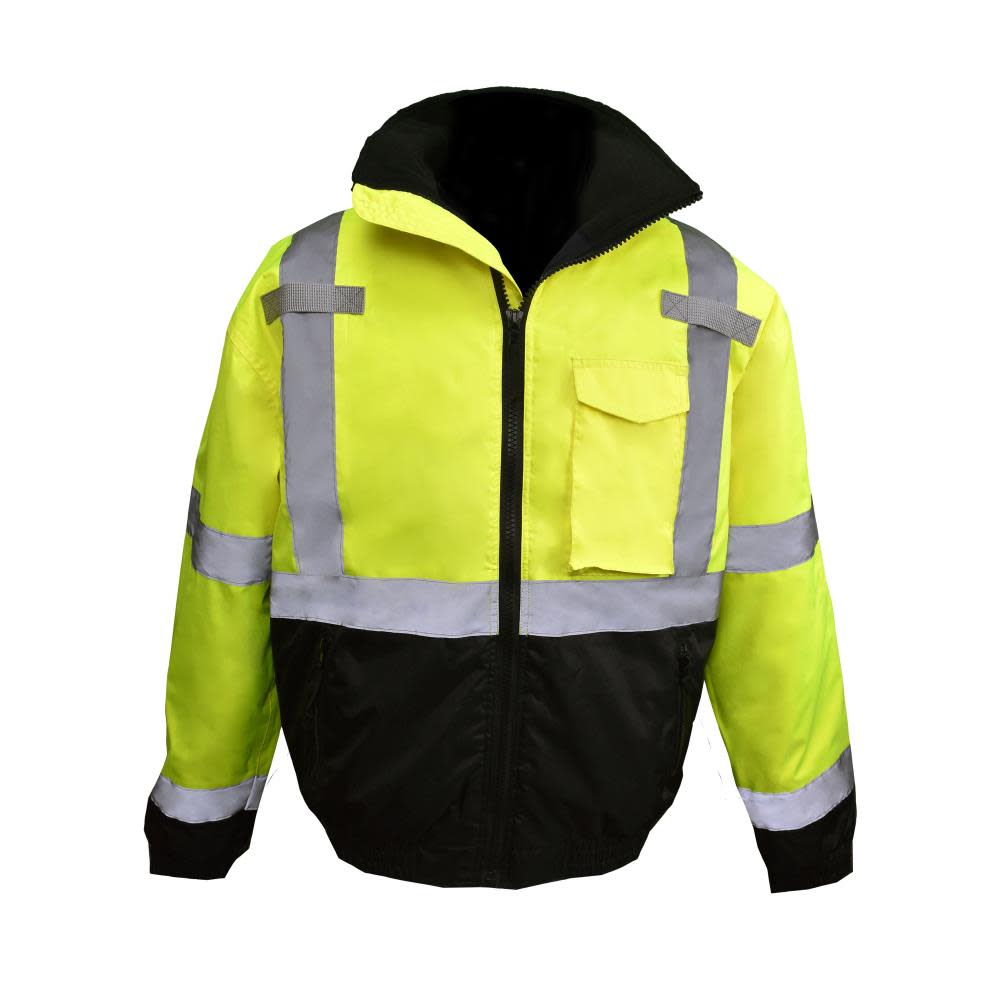 Radians Class 3 Bomber Jacket Hi Viz Weather Proof QuiltedGreen/Black XL - Ascmtools