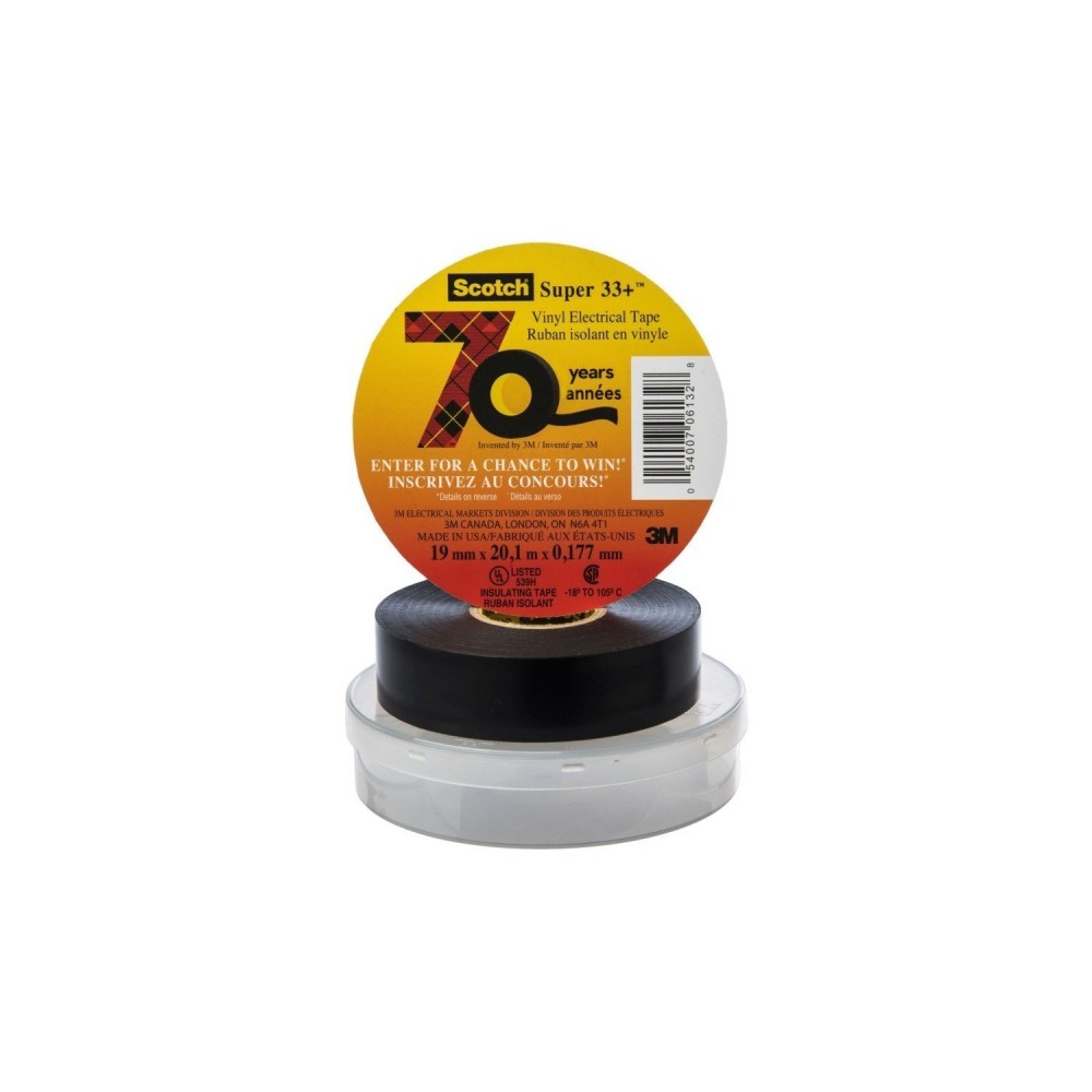 3M Scotch Super 33+ Electrical Tape 0.75″ x 66′ Black Vinyl 3pk - Ascmtools