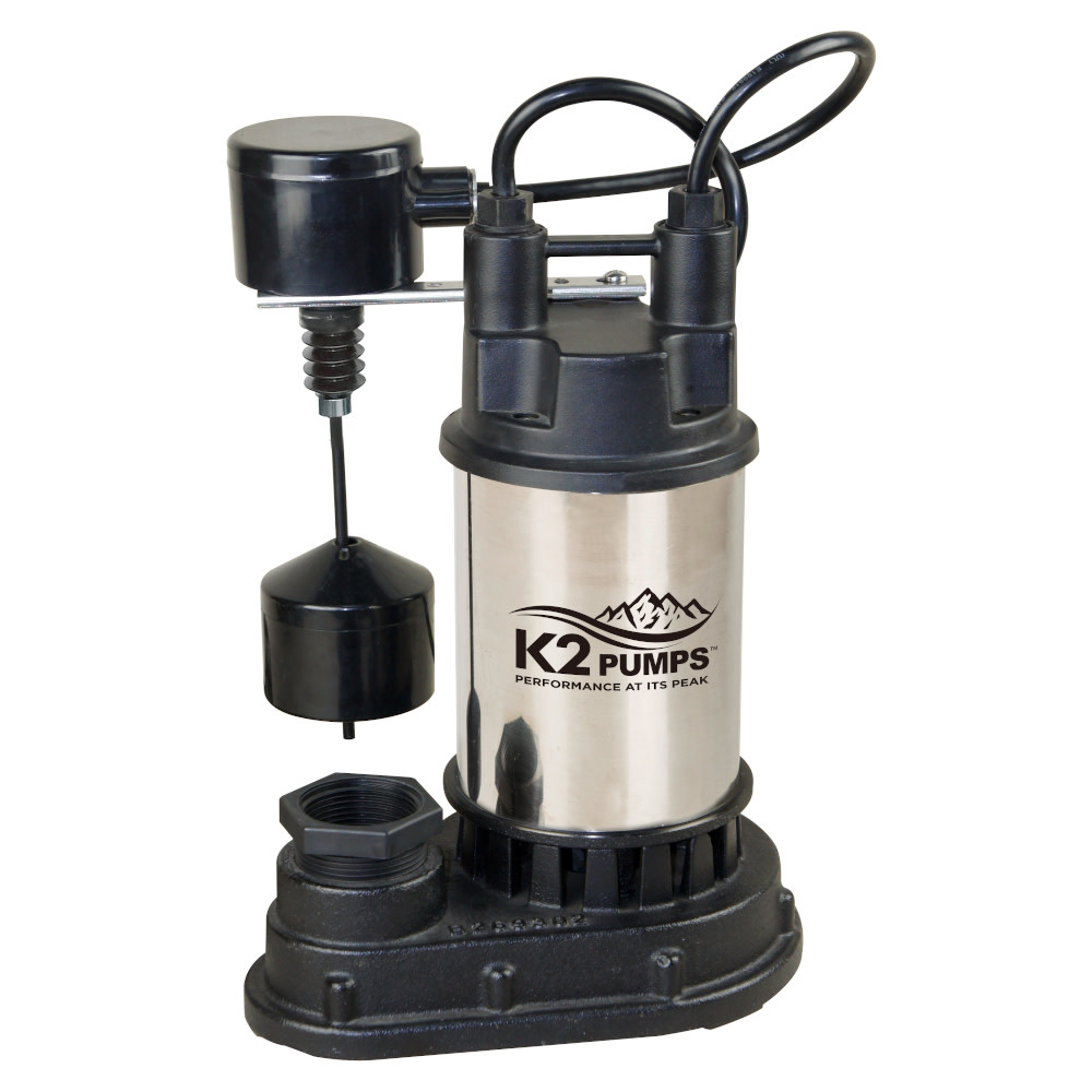 K2 Pumps Sump Pump 1/2 HP Stainless Steel with Direct in Vertical Switch - Ascmtools
