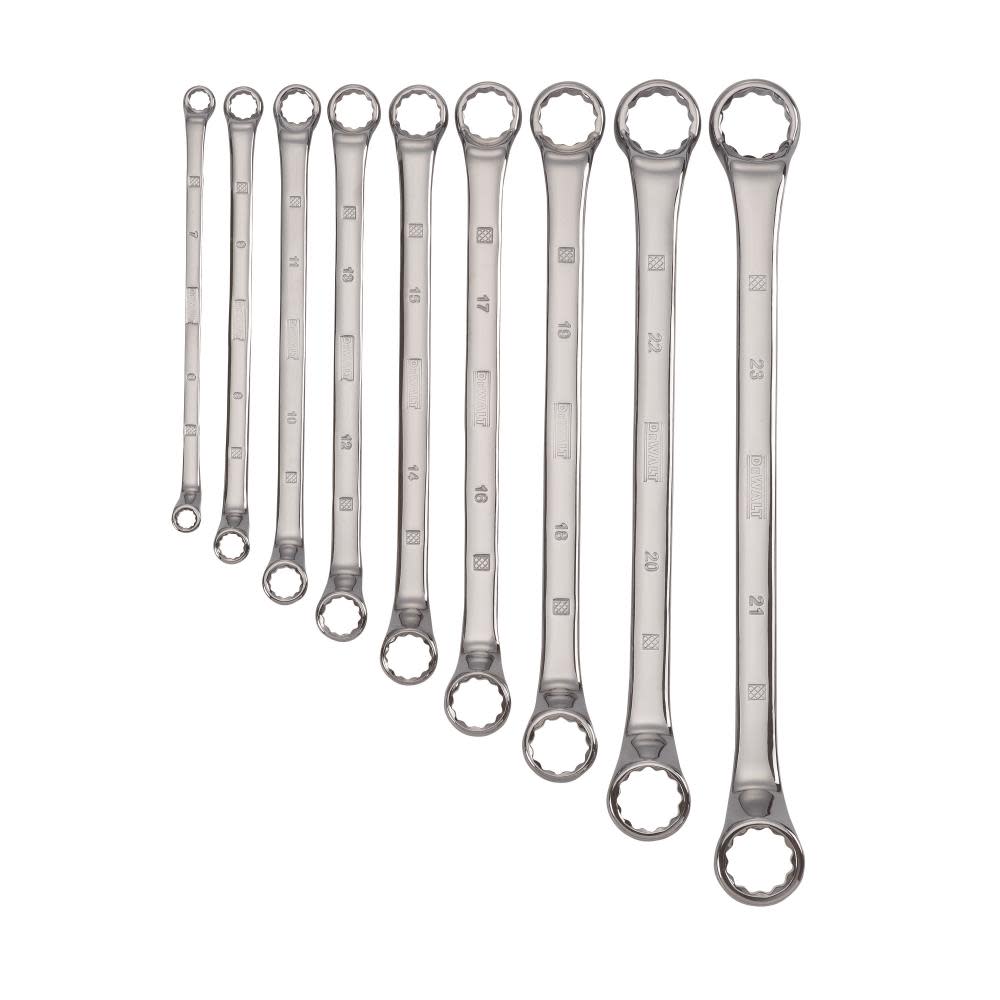 DEWALT 9 Piece Full Polish Offset Double Box Wrench Set - Ascmtools