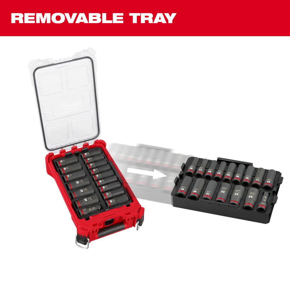 Milwaukee SHOCKWAVE Impact Duty Socket 1/2 Dr 16pc MM PACKOUT Set - Ascmtools