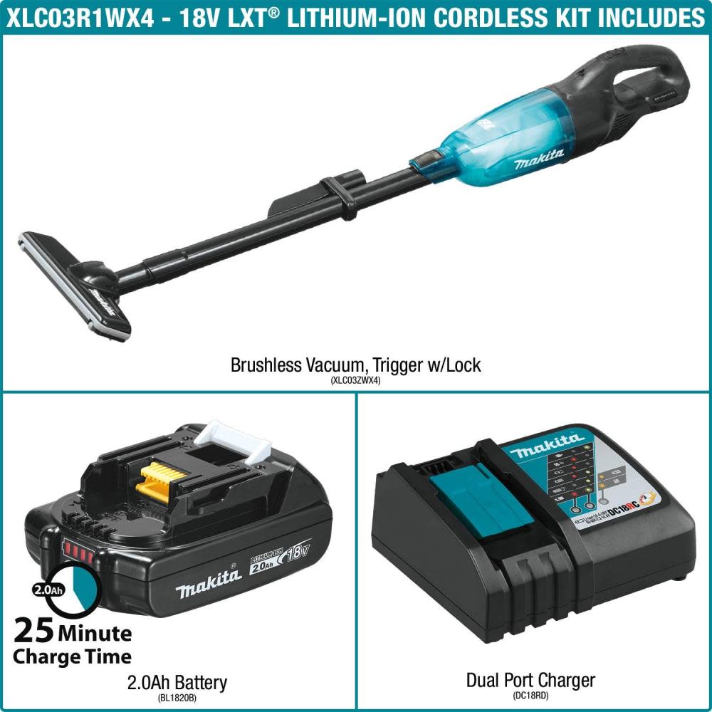 Makita 18V LXT Compact Vacuum Kit Trigger with Lock - Ascmtools