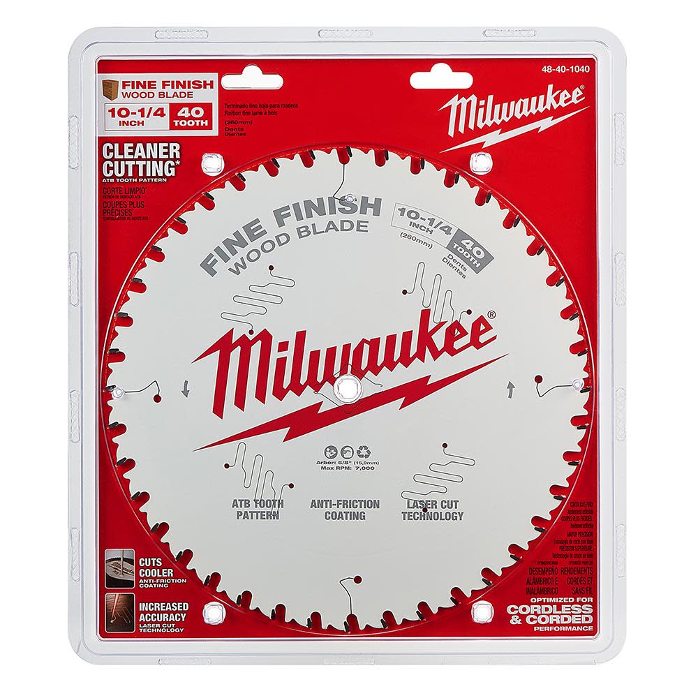 Milwaukee 10-1/4 in. 40T Fine Finish Circular Saw Blade - Ascmtools