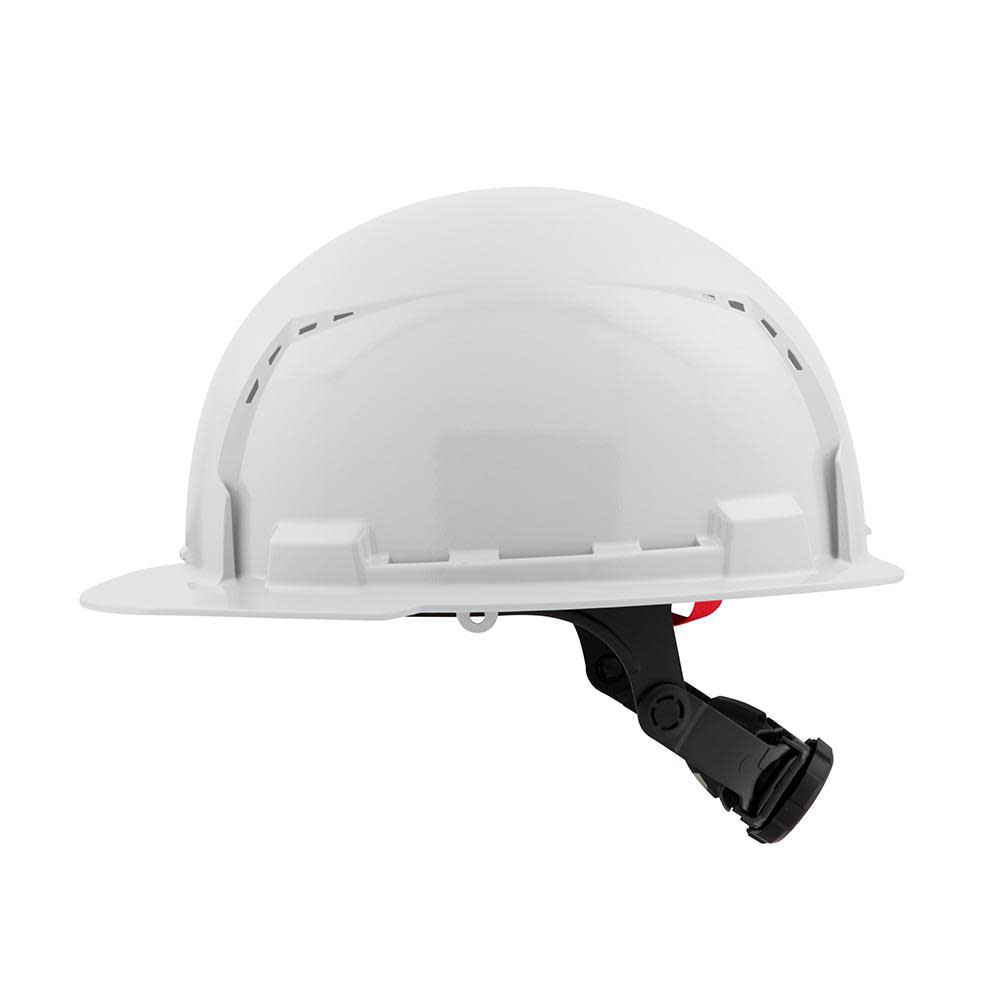 Milwaukee White Front Brim Vented Hard Hat with 6pt Ratcheting Suspension Type 1 Class C - Ascmtools