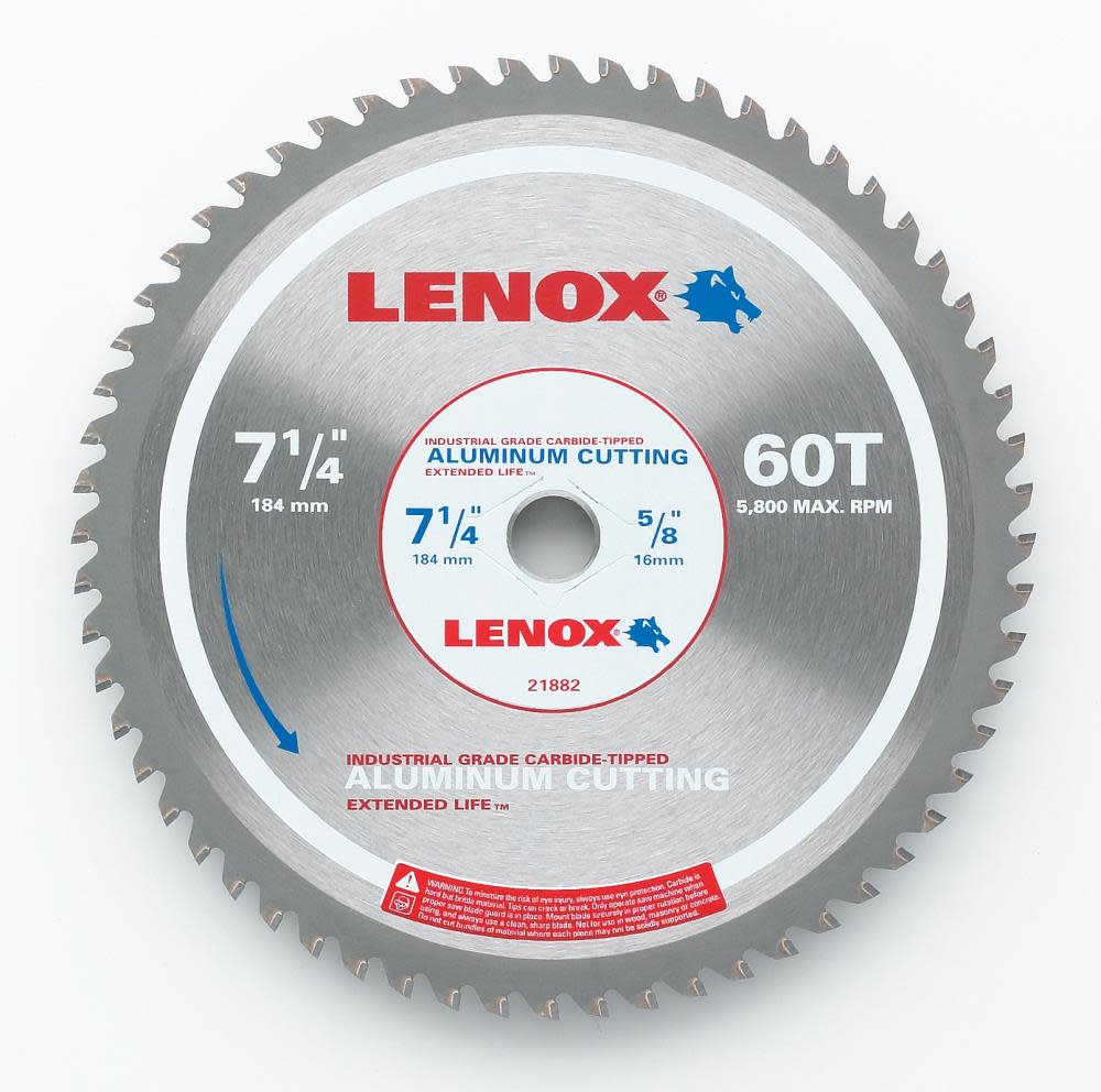 Lenox 7-1/4 In. 60TPI Aluminum Circular Saw Blade - Ascmtools