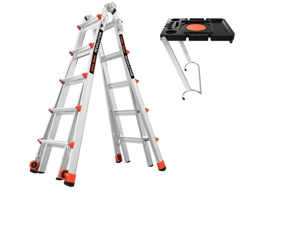 Little Giant Safety Multi Position Ladder 22′ Telescoping Type IA with Project Tray Bundle - Ascmtools
