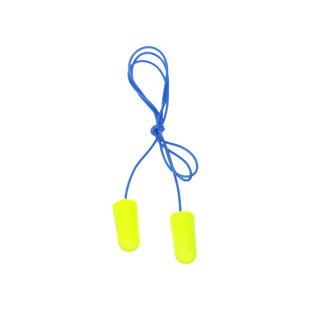 3M E-A-Rsoft Yellow Neons Earplugs 311-1250 Corded Poly Bag Regular Size 200pk - Ascmtools
