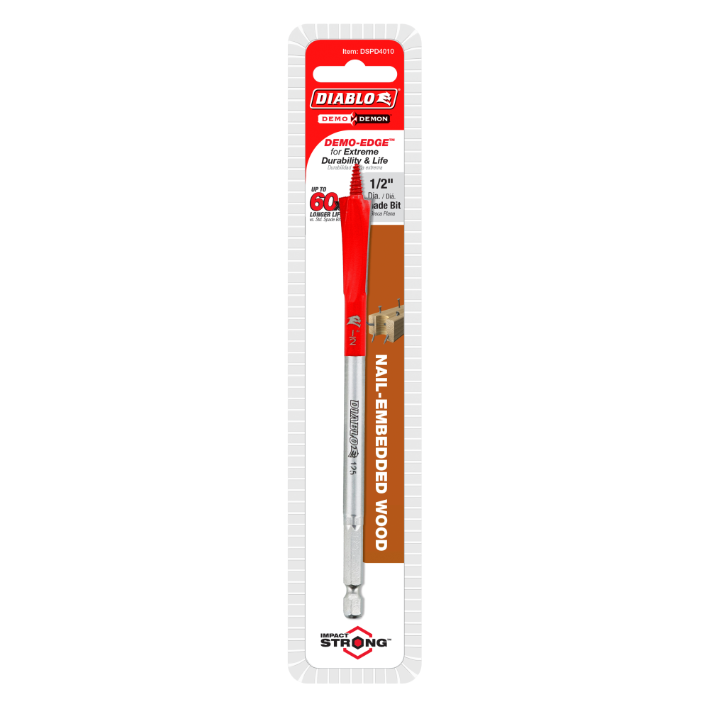Diablo Tools 1/2″ x 6″ Demo Demon Spade Bit for Nail Embedded Wood - Ascmtools