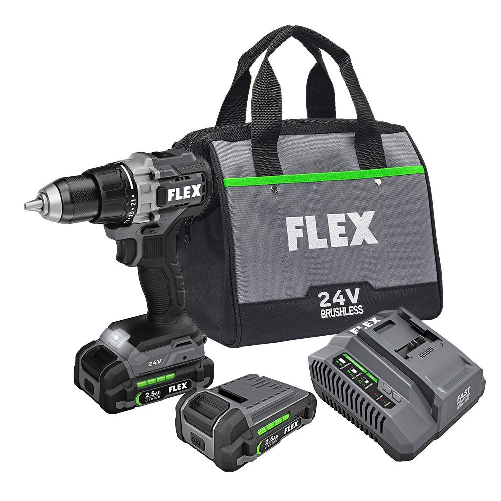 FLEX 24V Brushless 1/2-In. 2-Speed Drill Driver Kit - Ascmtools