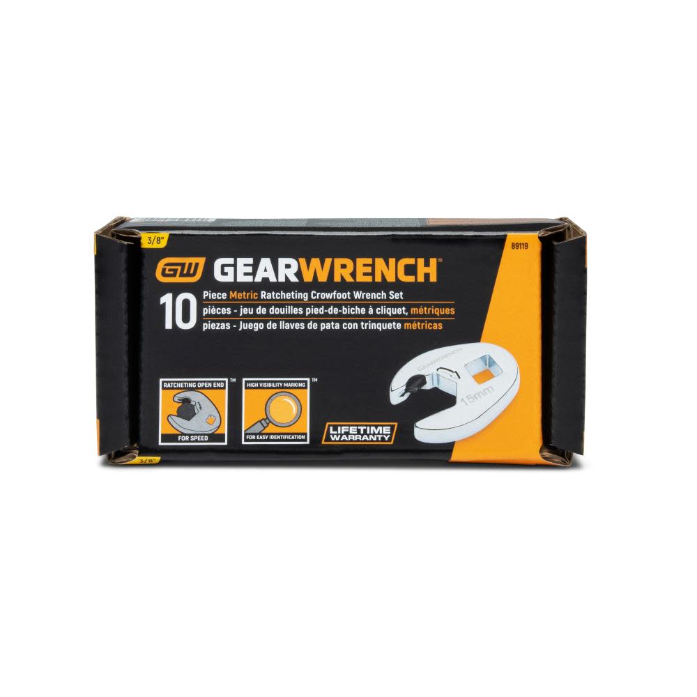 GEARWRENCH Ratcheting Crowfoot Set 10 Pc. Metric - Ascmtools