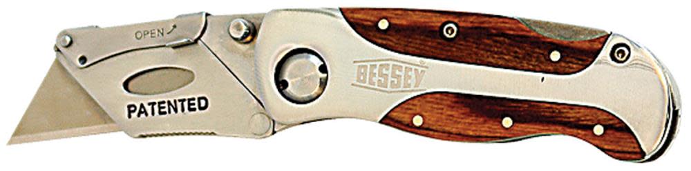 Bessey Folding Utility Knife Wood Inlay Handle - Ascmtools