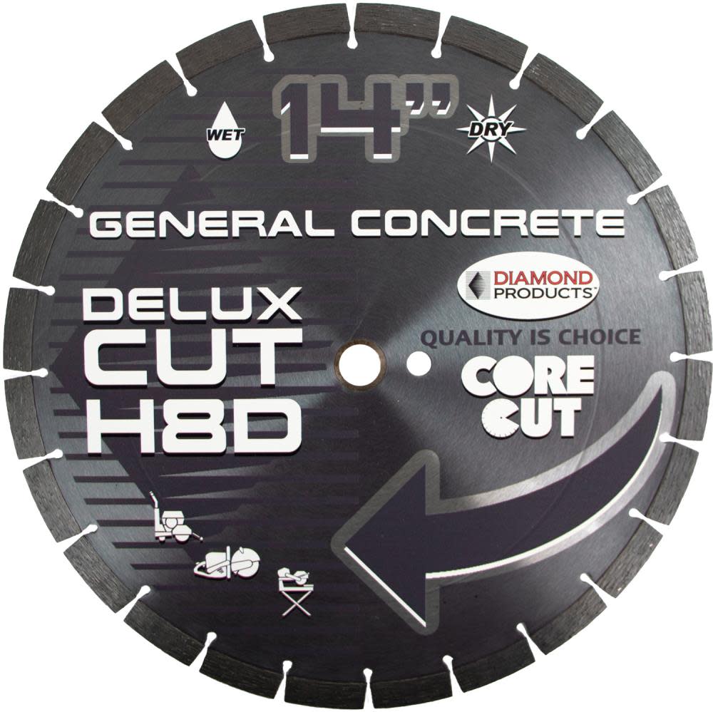 Diamond Products 14 In. x .125 In. x 1 In. Delux-Cut Dry High Speed Blade - Ascmtools