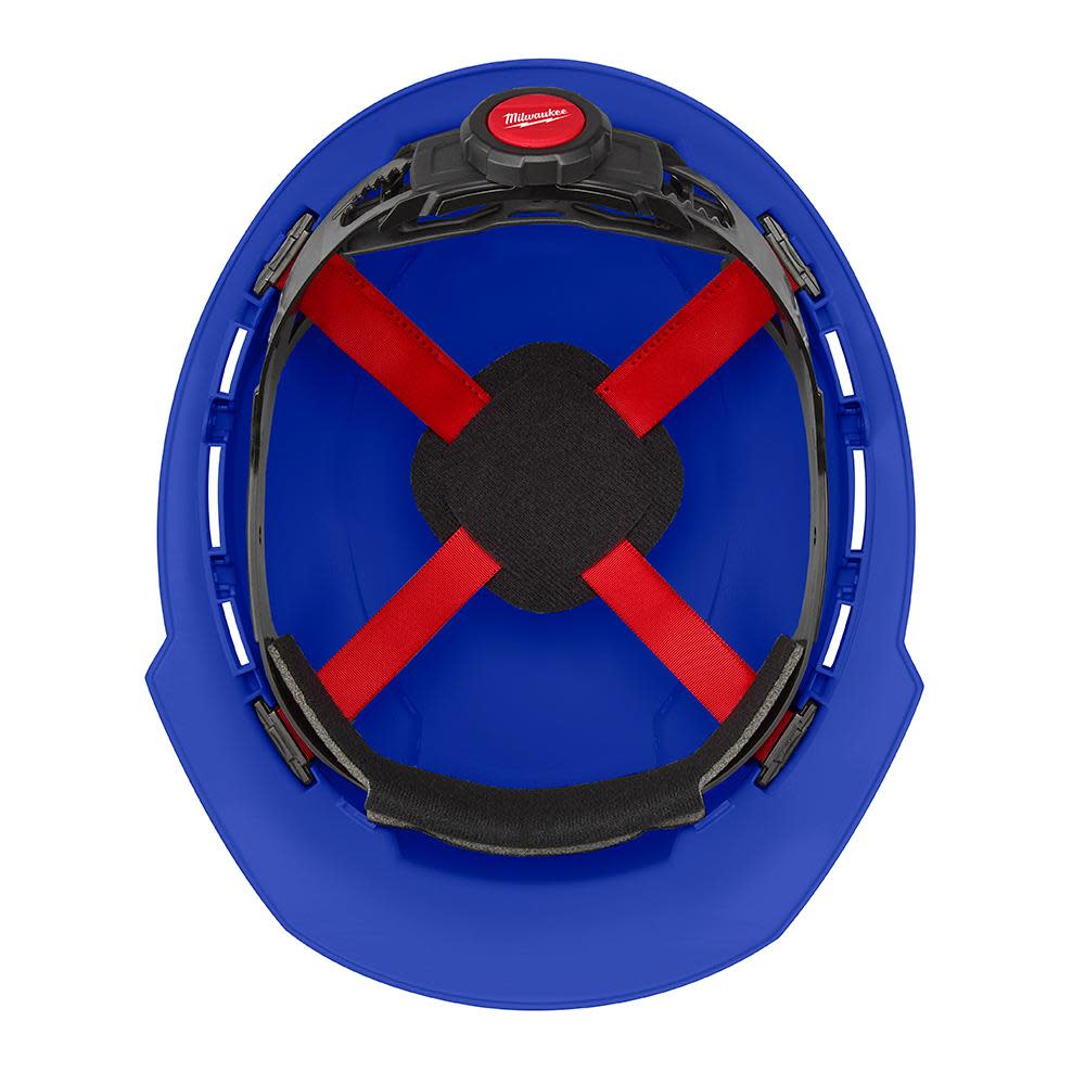 Milwaukee Front Brim Vented Hard Hat with 4pt Ratcheting Suspension Type 1 Class C Blue - Ascmtools