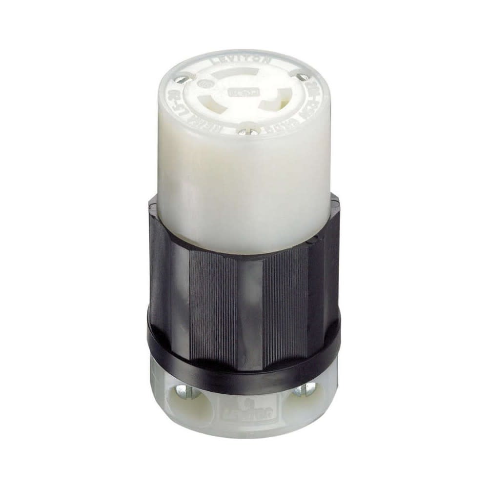 Leviton Grounded Locking Connector 20A 125V Nylon Black & White - Ascmtools