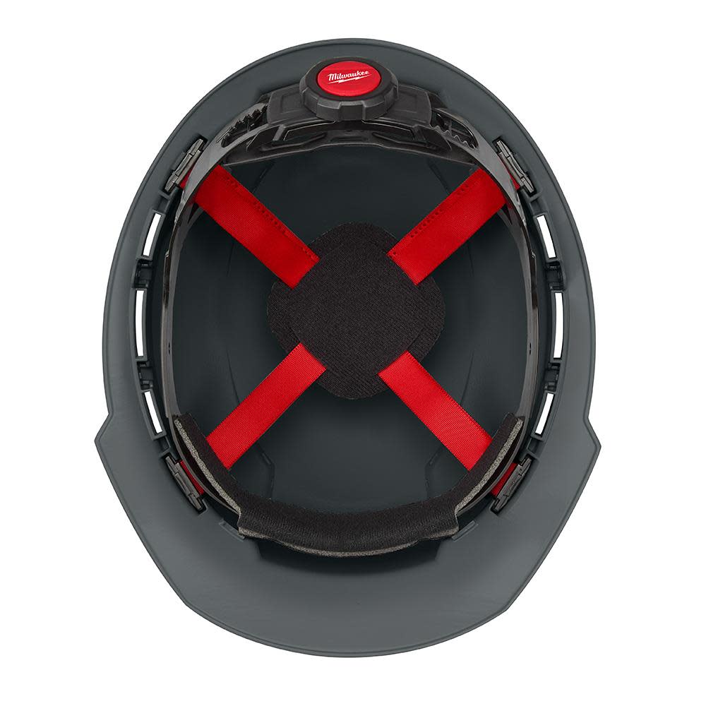 Milwaukee Gray Front Brim Vented Hard Hat with 4pt Ratcheting Suspension Type 1 Class C - Ascmtools