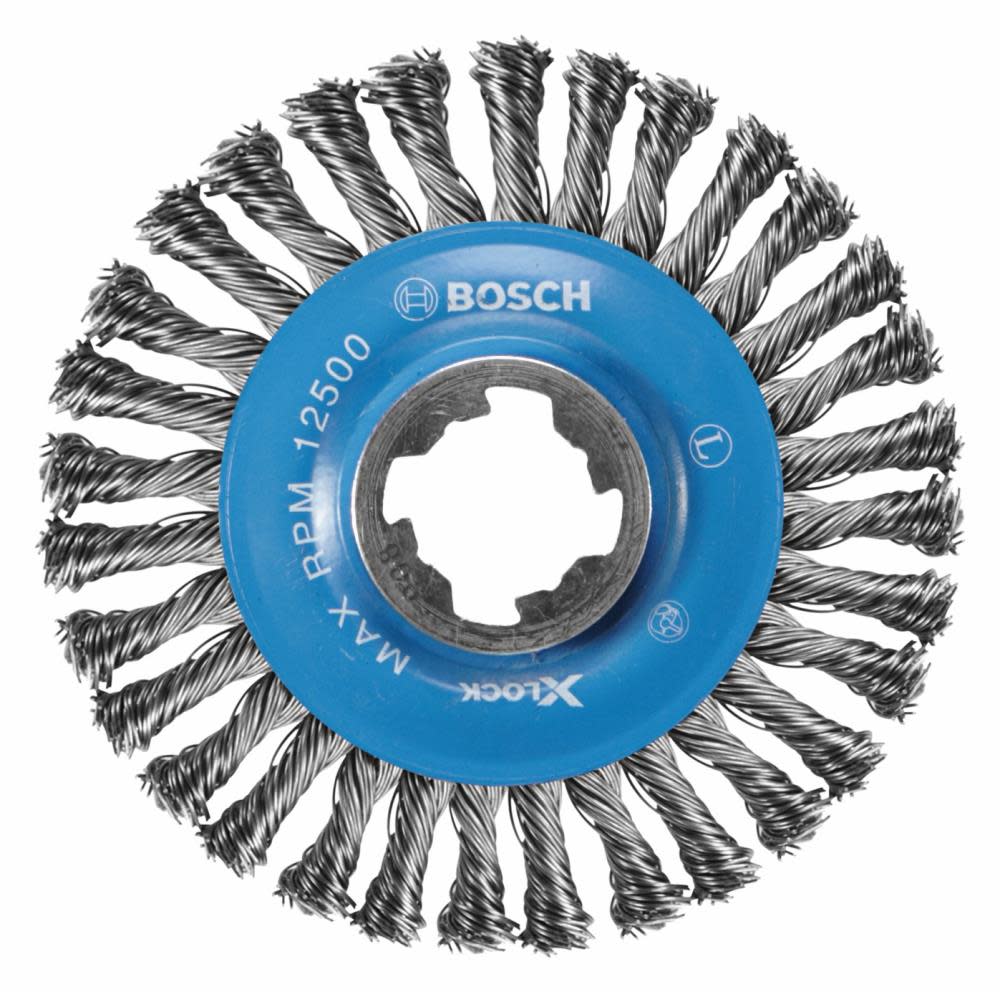 Bosch 4-1/2 In. Wheel Dia. X-LOCK Arbor Carbon Steel Stringer Bead Knotted Wire Wheel - Ascmtools