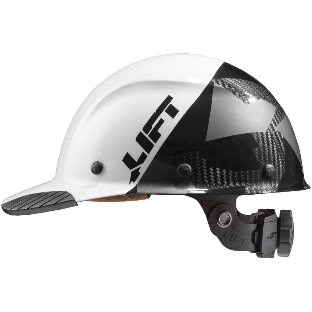Lift Safety Hard Hat DAX FIFTY50 White/Black Camo CarbonFiber Cap - Ascmtools
