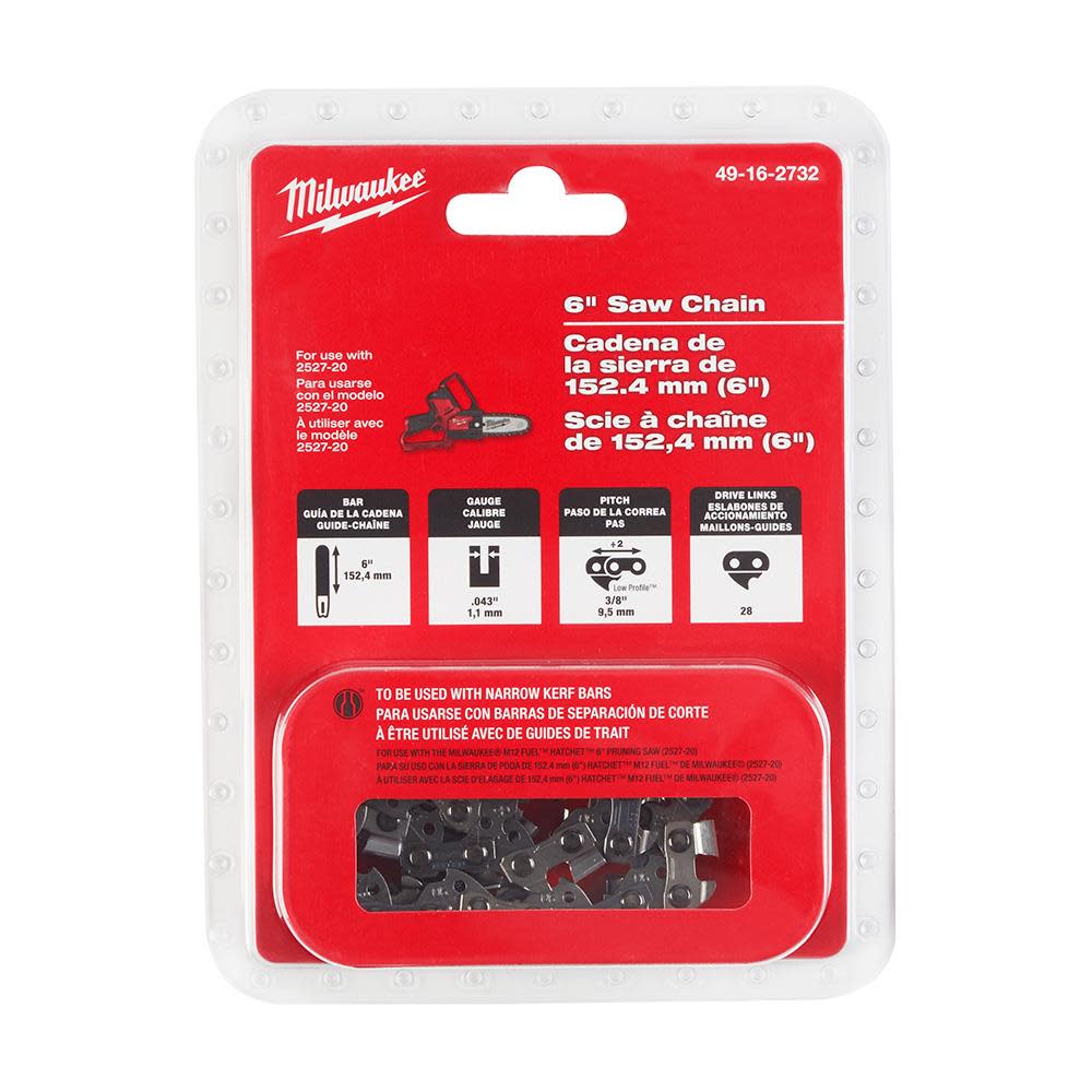 Milwaukee 6″ Saw Chain for the M12 FUEL HATCHET 6″ Pruning Saw - Ascmtools