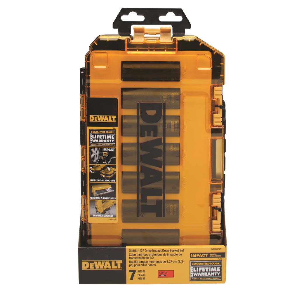 DEWALT Tough Box 7 pc. MM 1/2 Drive Deep Impact Socket Set - Ascmtools